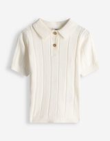 Poloshirt - Strick - wei&szlig;