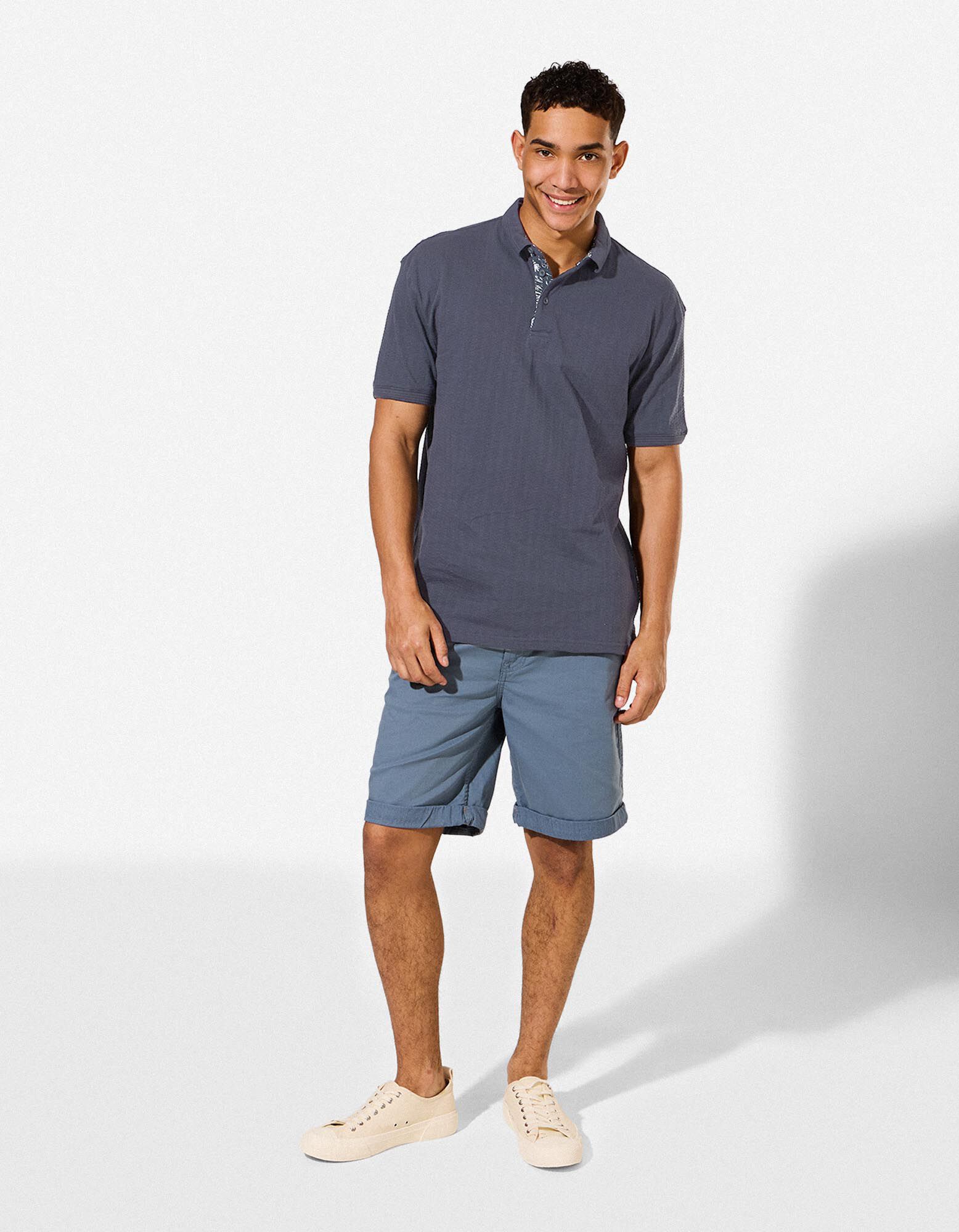 Polo - Unicolore - Bleu fonc&eacute;