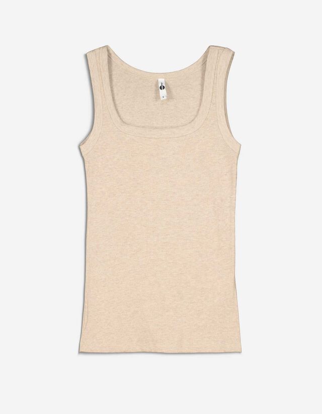 Top - Geribde structuur - beige