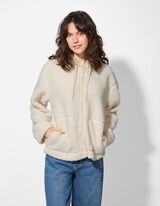 rozpinana bluza - pluszowe futerko - bialy