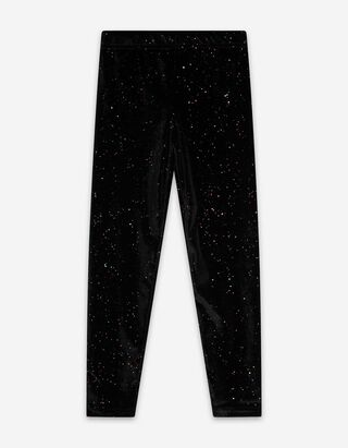 Leggings - Glitzerstoff - schwarz