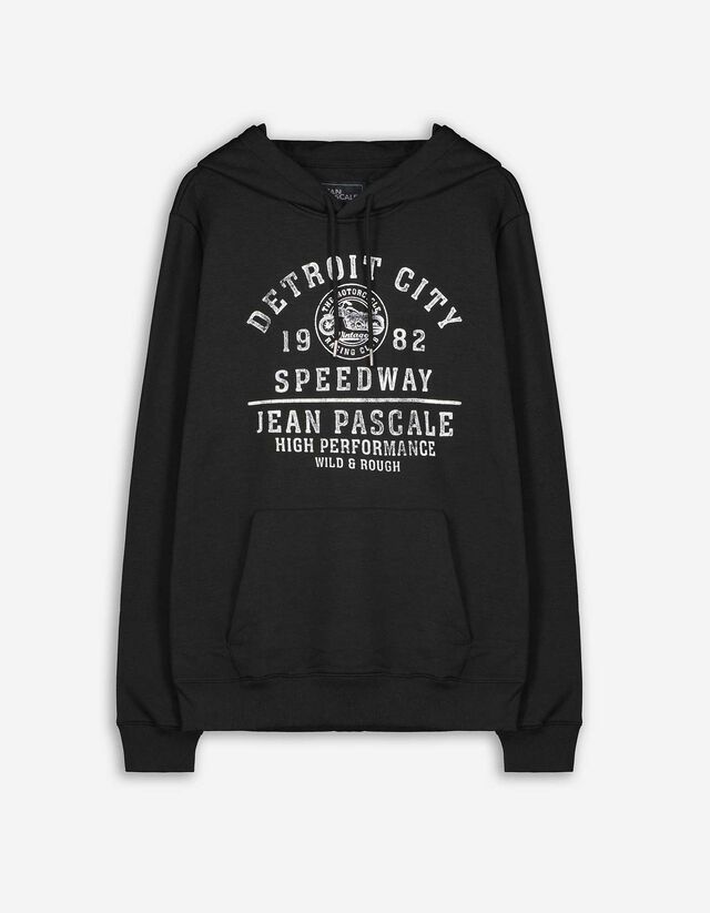 Felpa con cappuccio - Stampa frontale - nero
