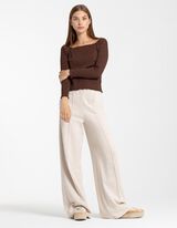 Majica dugih rukava - Me&scaron;avina viskoze - braon