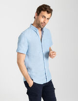 Hemd - Leinen - blau