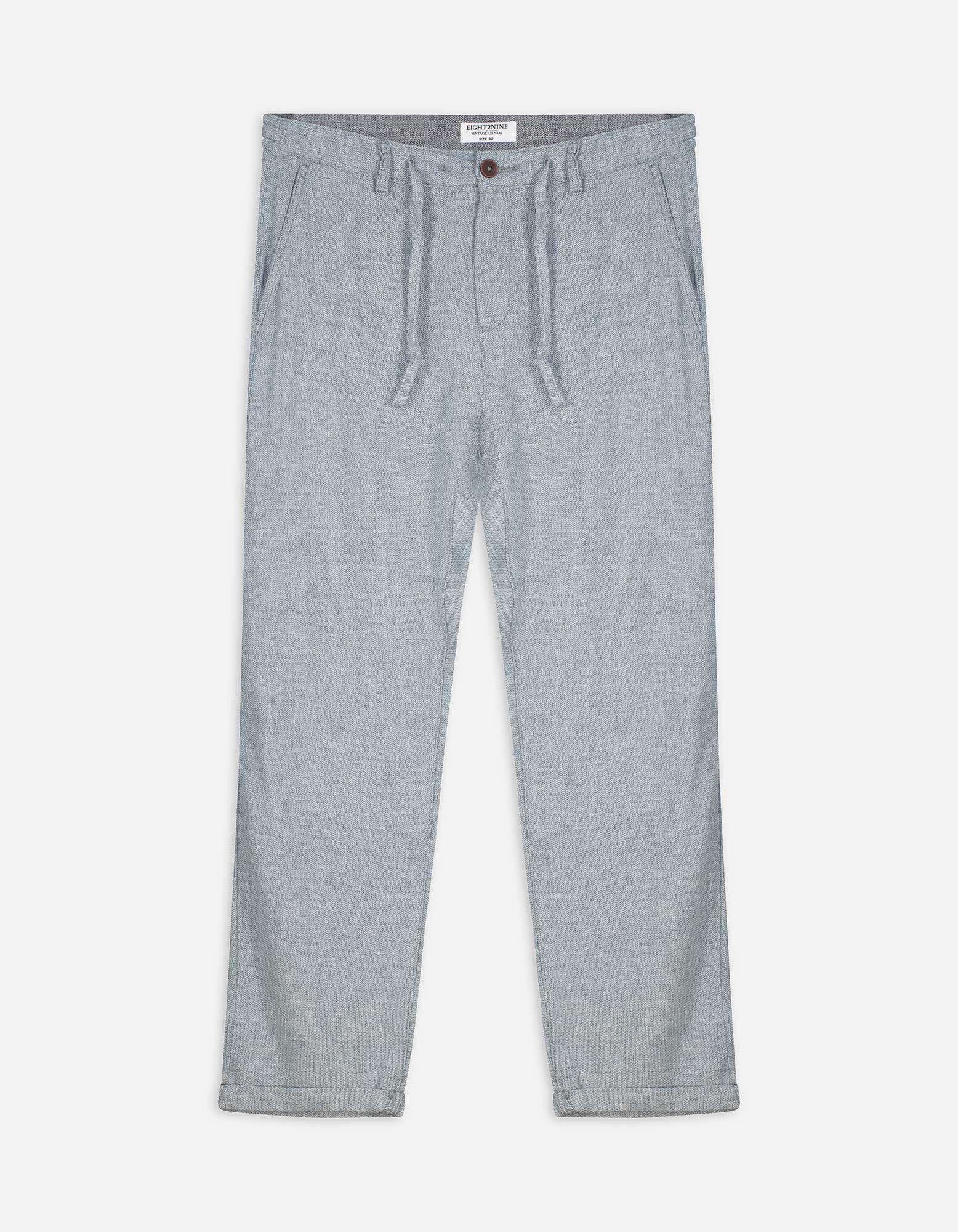Pantalon chino - Revers cousus au bas des jambes - Vert