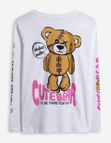 Tričko s dlouhým rukávem - Zadní potisk - bílá