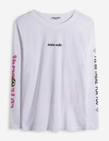 Tričko s dlouhým rukávem - Zadní potisk - bílá