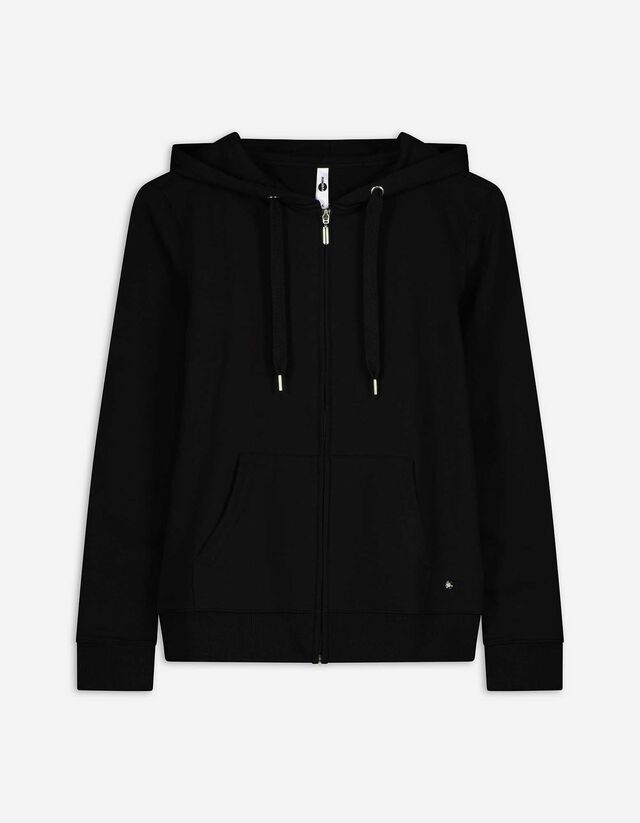 Sweatjacke - einfarbig - schwarz