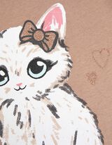 Tričko s dlhými rukávmi - Trblietavá potlač - bezova