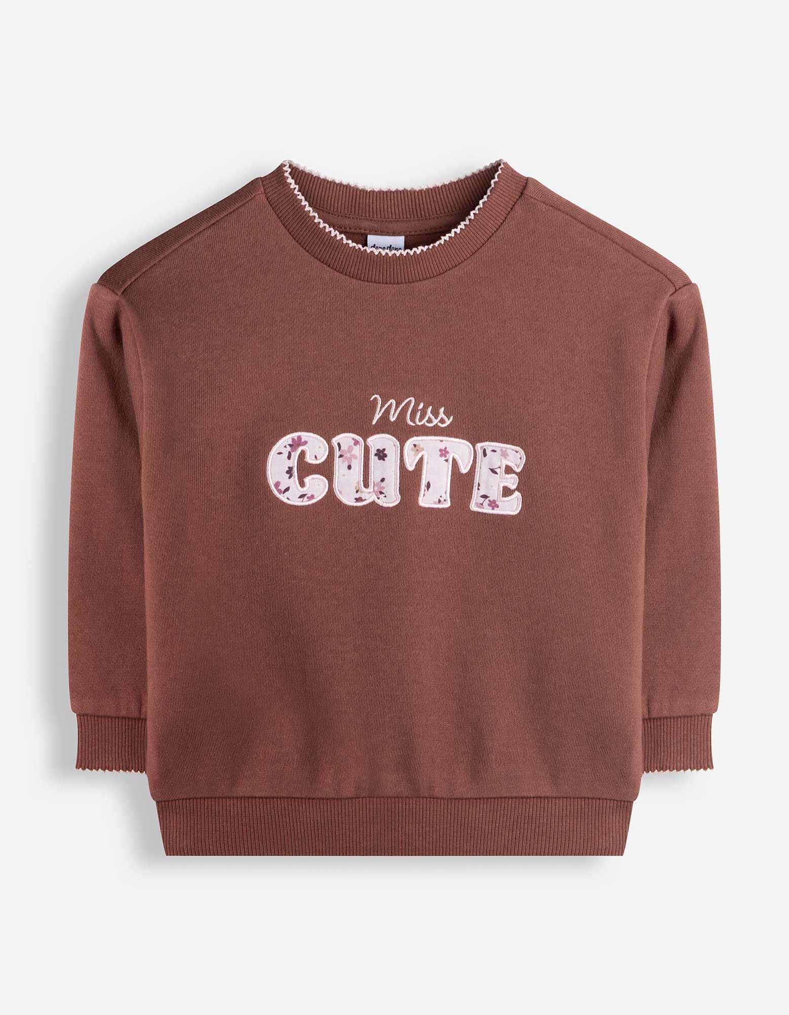 Sweatshirt - Applikation - Dunkelbraun