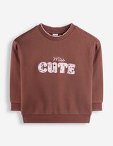 Sweatshirt - Applikation - Dunkelbraun