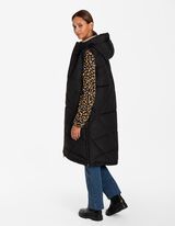 Hosszú mellény - Műszőrme - fekete