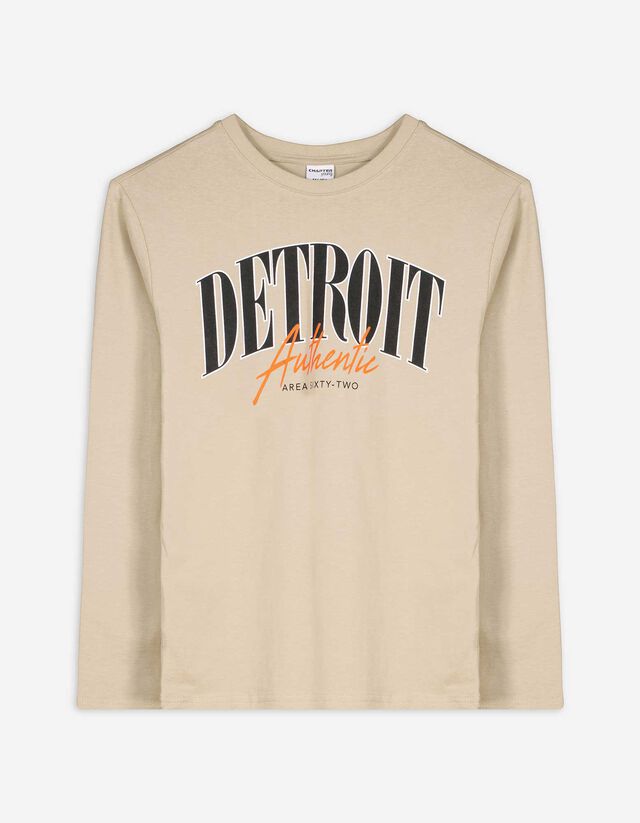 Maglia a manica lunga - Stampa frontale - beige
