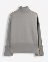Strickpullover - Rollkragen - Grau