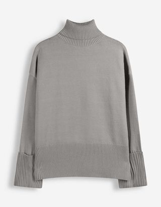Strickpullover - Rollkragen - Grau