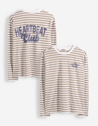 Langarmshirt - Streifen - hellbraun