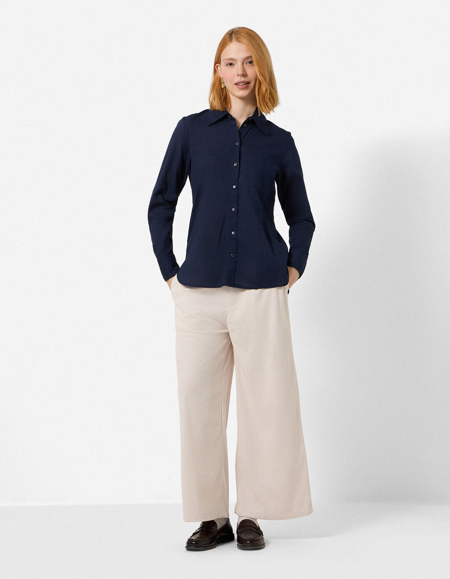 Hemdbluse - Soft-Touch - Dunkelblau