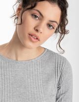 Tričko s dlh&yacute;mi ruk&aacute;vmi - Rebrovan&aacute; &scaron;trukt&uacute;ra - seda