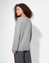 Pulóver - V-kivágás - vilagos szurke