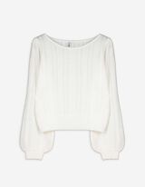 Strickpullover - Woll-Optik - weiß