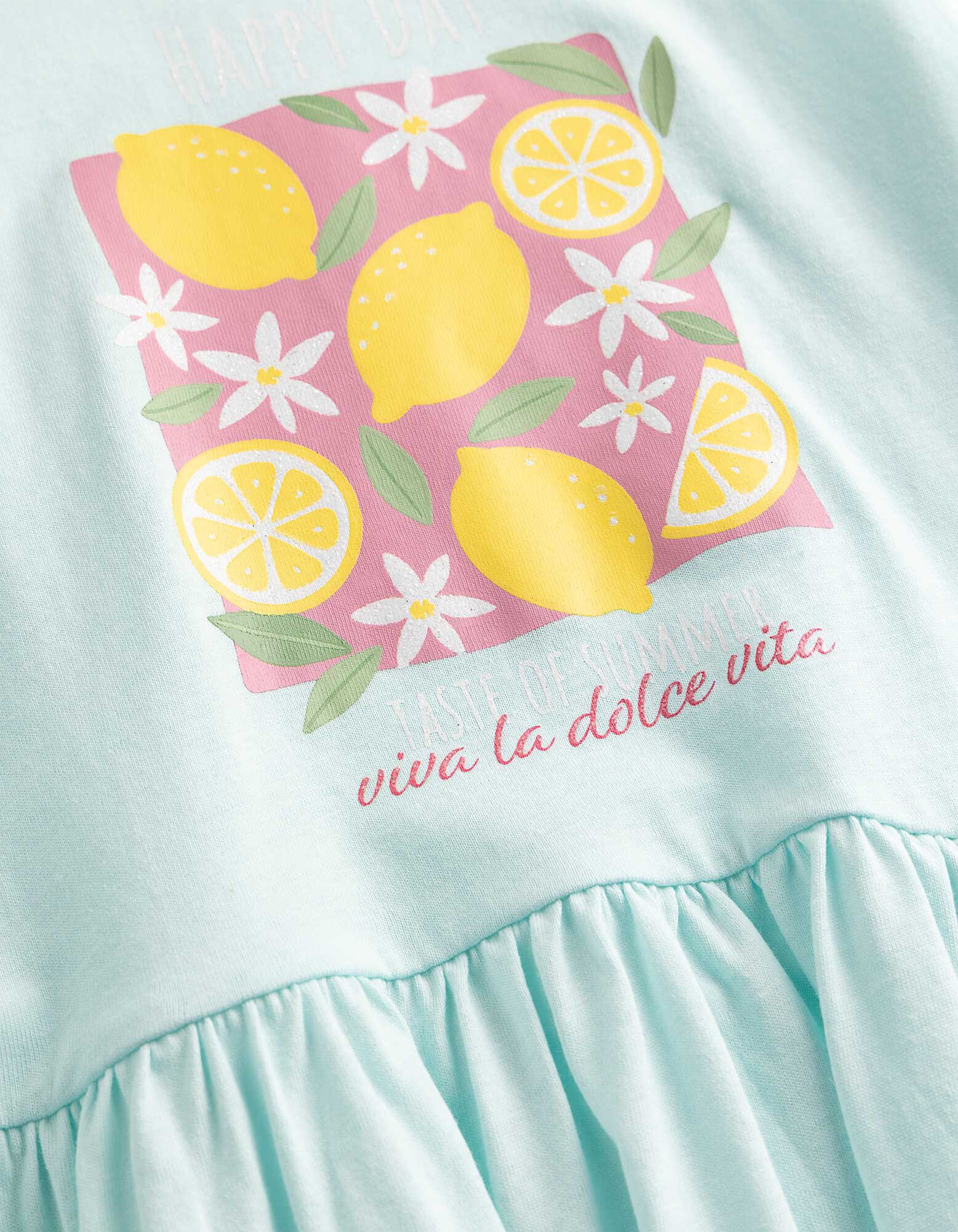 sukienka - nadruk - niebieski