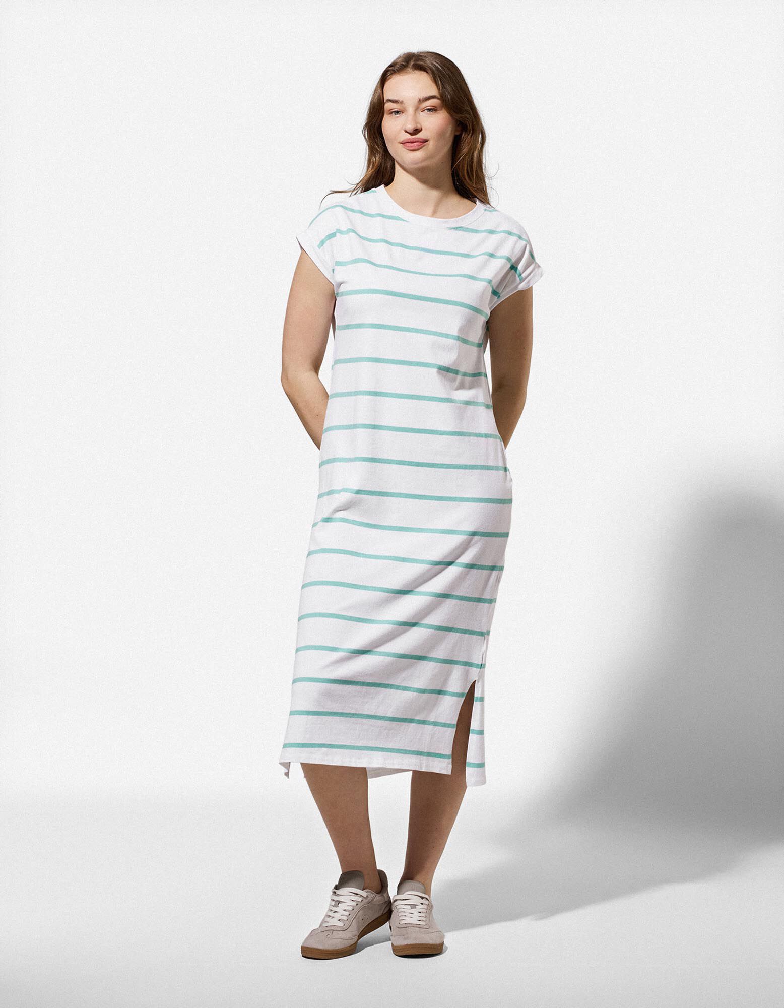 Kleid - Streifen - wei&szlig;