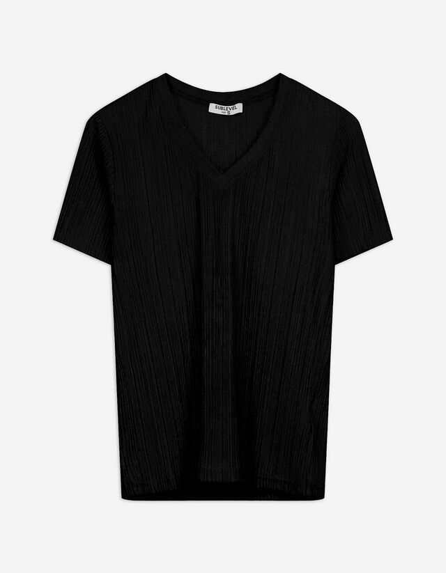 T-Shirt - Plisseefalten - schwarz