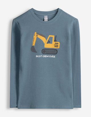 Langarmshirt - Frontprint - blau