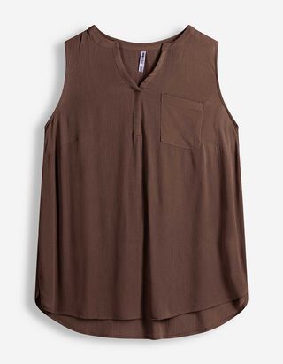 Blusentop - einfarbig - braun