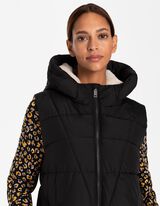 Hosszú mellény - Műszőrme - fekete