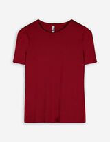 T-Shirt - Rippenstruktur - dunkelrot