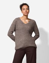 sweter - dekolt w serek - ciemny szary