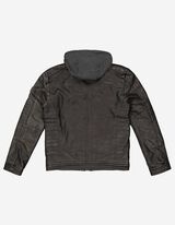 Biker-jakk - eemaldatav kapuuts - tumehall