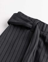 Jupe-culotte - Ceinture &agrave; nouer - Gris fonc&eacute;