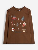 Langarmshirt - Christmas - Dunkelbraun