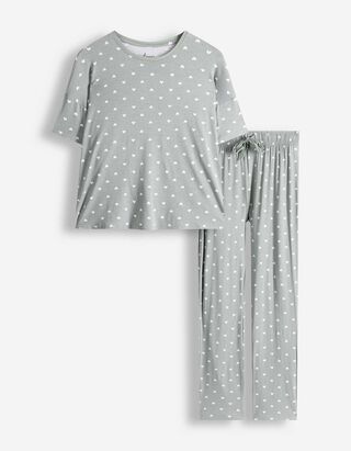 Pyjama Set aus Shirt und Hose - Viskose - t&uuml;rkis