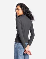 Bluză de corp cu mânecă lungă - Guler cu guler cocteil - Gri inchis