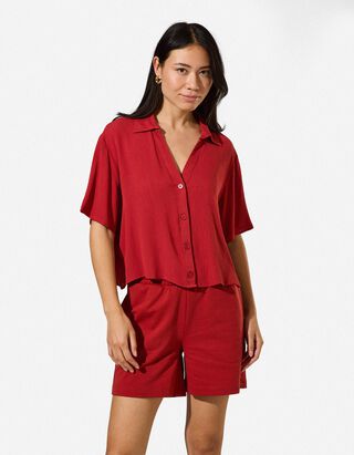 Blusenshirt - einfarbig - Rost