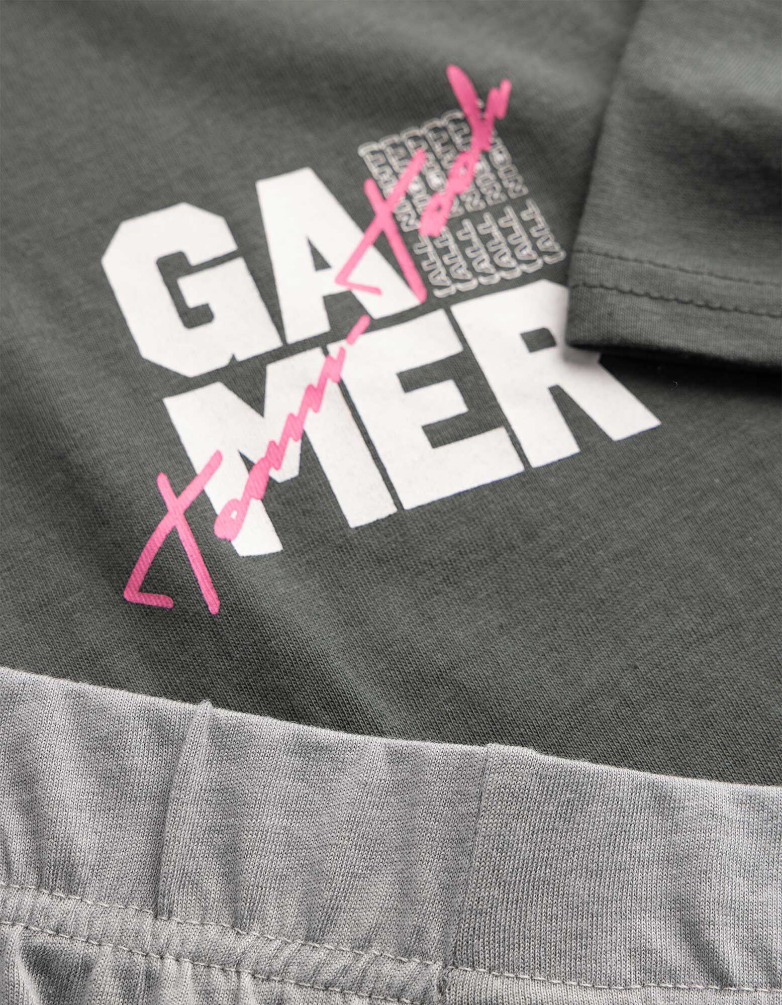 Pyjama Set aus Shirt und Shorts - Mustermix - Bunt