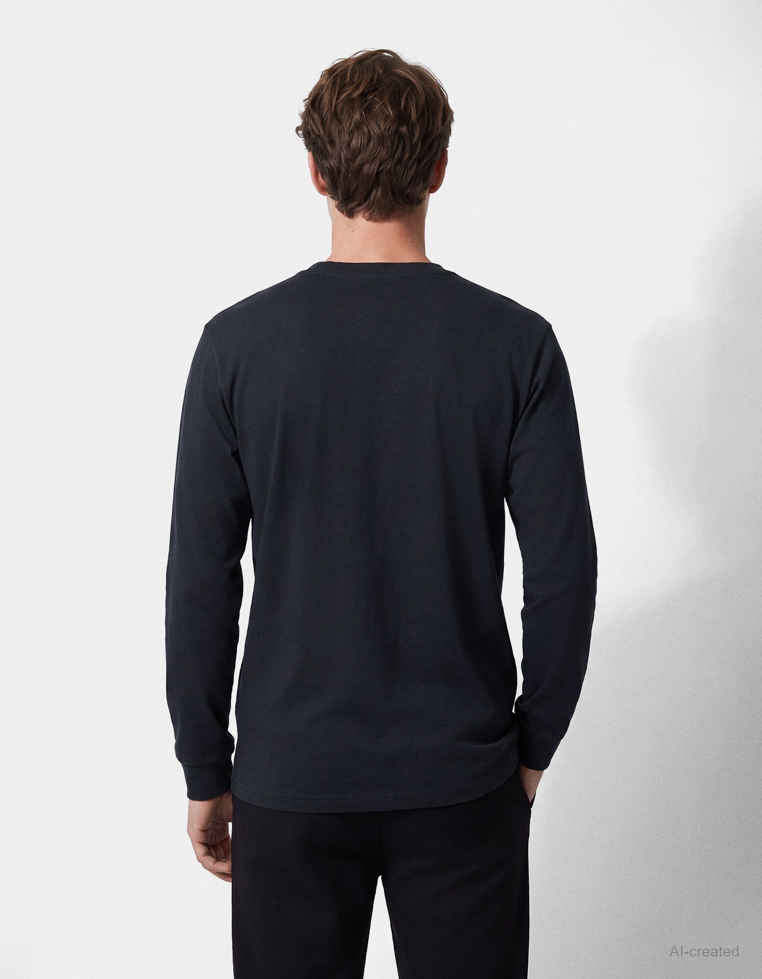 Tričko s dlh&yacute;mi ruk&aacute;vmi - Oversized Fit - Tmavomodr&aacute;