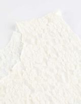 krótki top - koronka - bialy