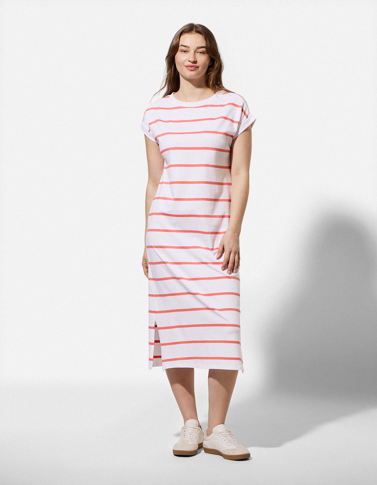 Kleid - Streifen - wei&szlig;