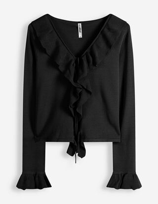 Cardigan - &Auml;rmel mit Volants - schwarz