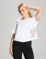 T-shirt - Message imprim&eacute; - blanc