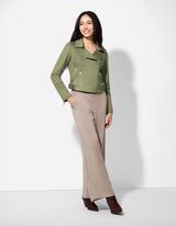 Bikerjacke - Wildlederimitat - dunkelgrün