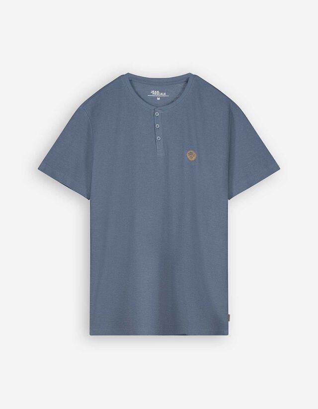 T-Shirt - Knopfleiste - dunkelblau