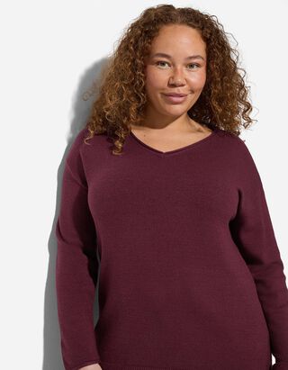 Pullover - Scollo a V - rosso scuro