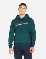 bluza z kapturem - Frontprint - ciemny zielony