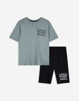 Pyjama Set aus Shirt und Shorts - Rückenprint - bronzefarben