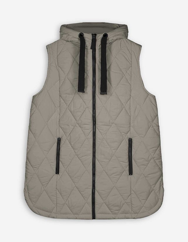 Gilet trapuntato - Cappuccio - verde